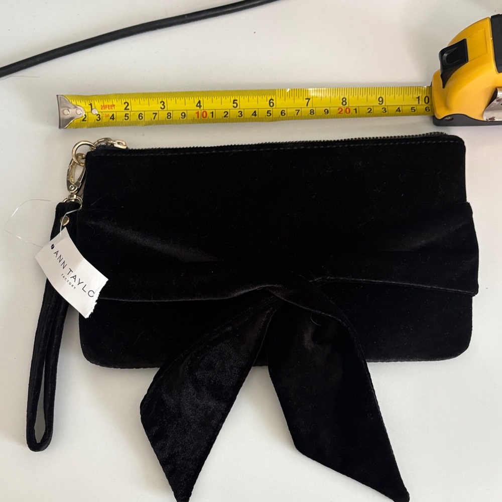 Ann Taylor Elegant Black Bow Clutch